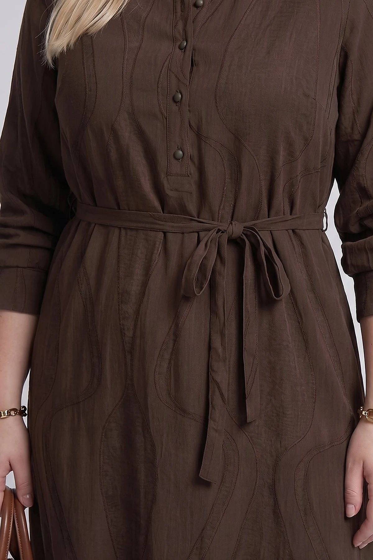 100% Lyocell Patterned Dress – Chocolate