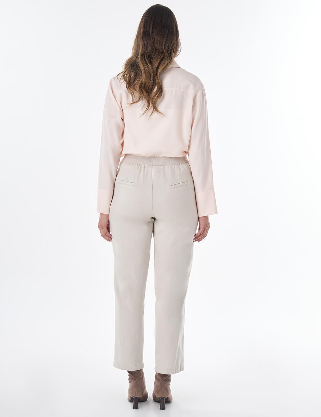 Elastic Waist Non-Denim Pants Light Grey