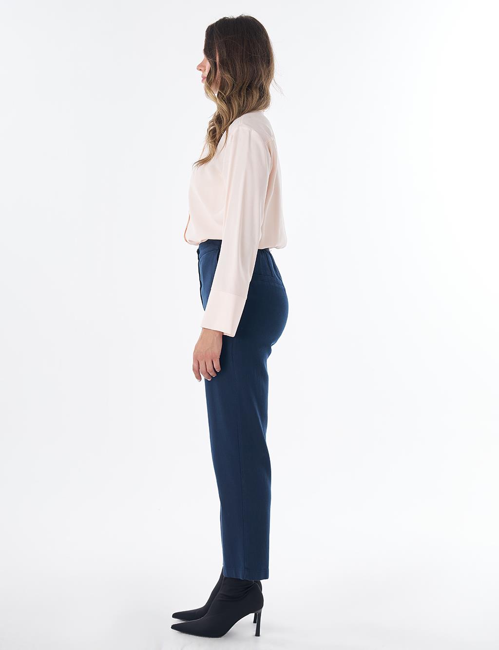Elastic Waist Non-Denim Pants Dark Navy