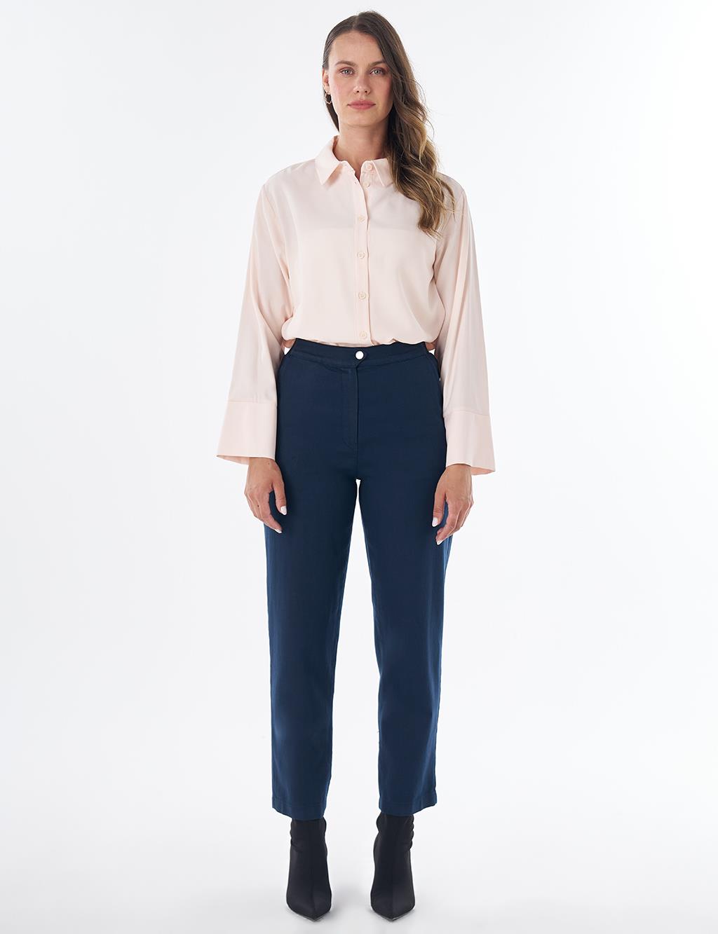 Elastic Waist Non-Denim Pants Dark Navy