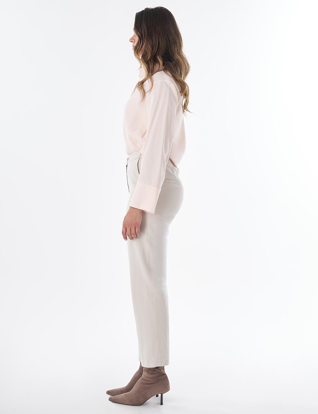 Elastic Waist Non-Denim Pants Light Grey