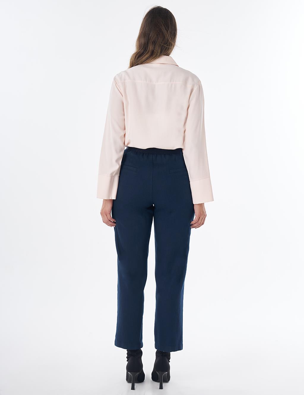 Elastic Waist Non-Denim Pants Dark Navy