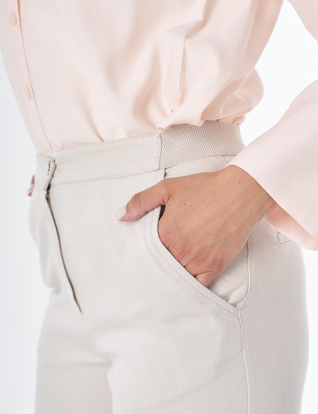 Elastic Waist Non-Denim Pants Light Grey