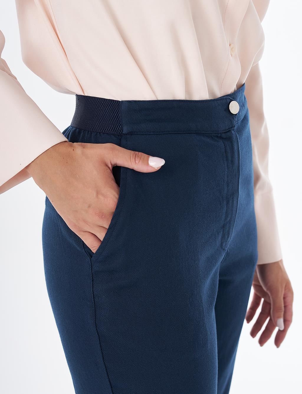 Elastic Waist Non-Denim Pants Dark Navy