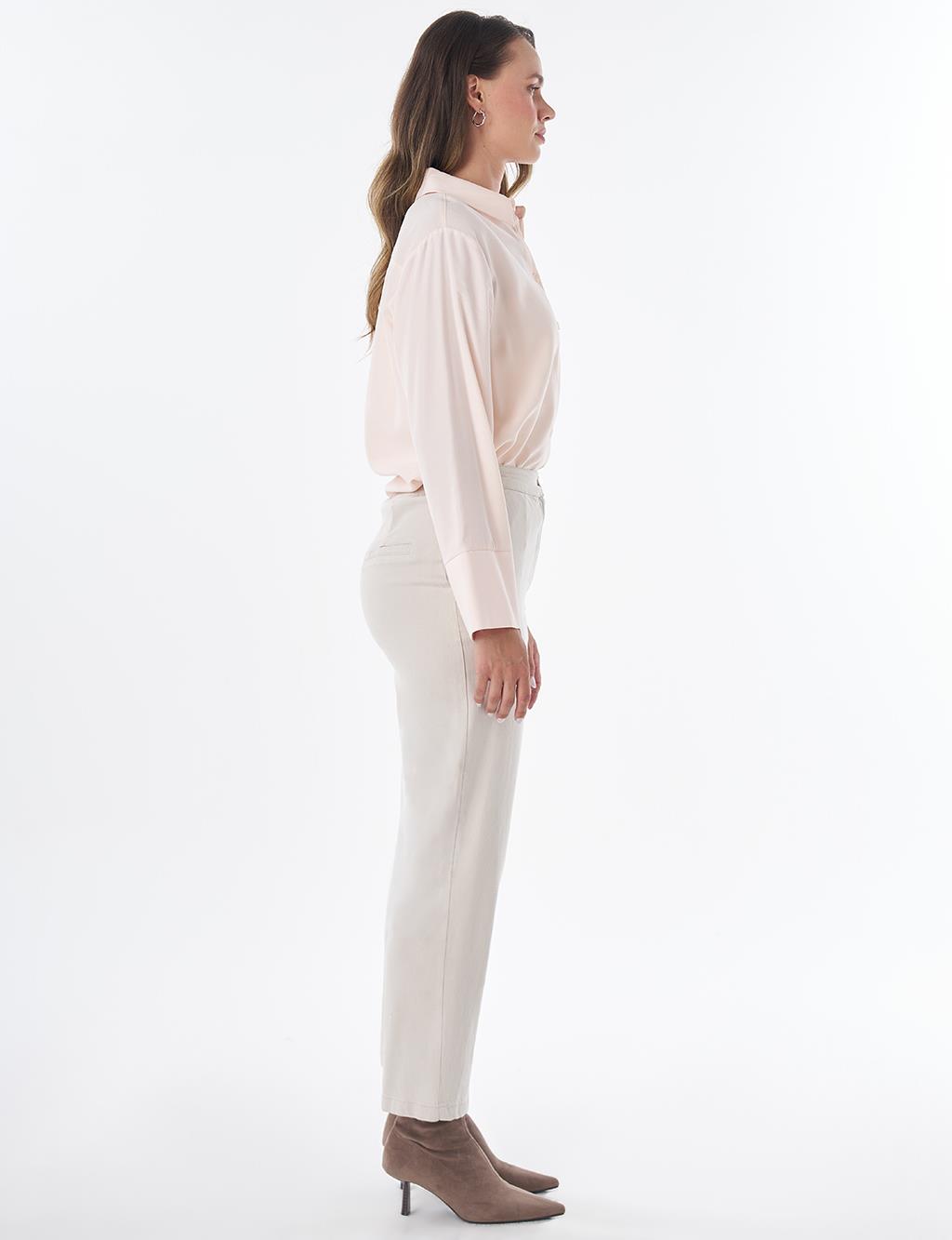 Elastic Waist Non-Denim Pants Light Grey