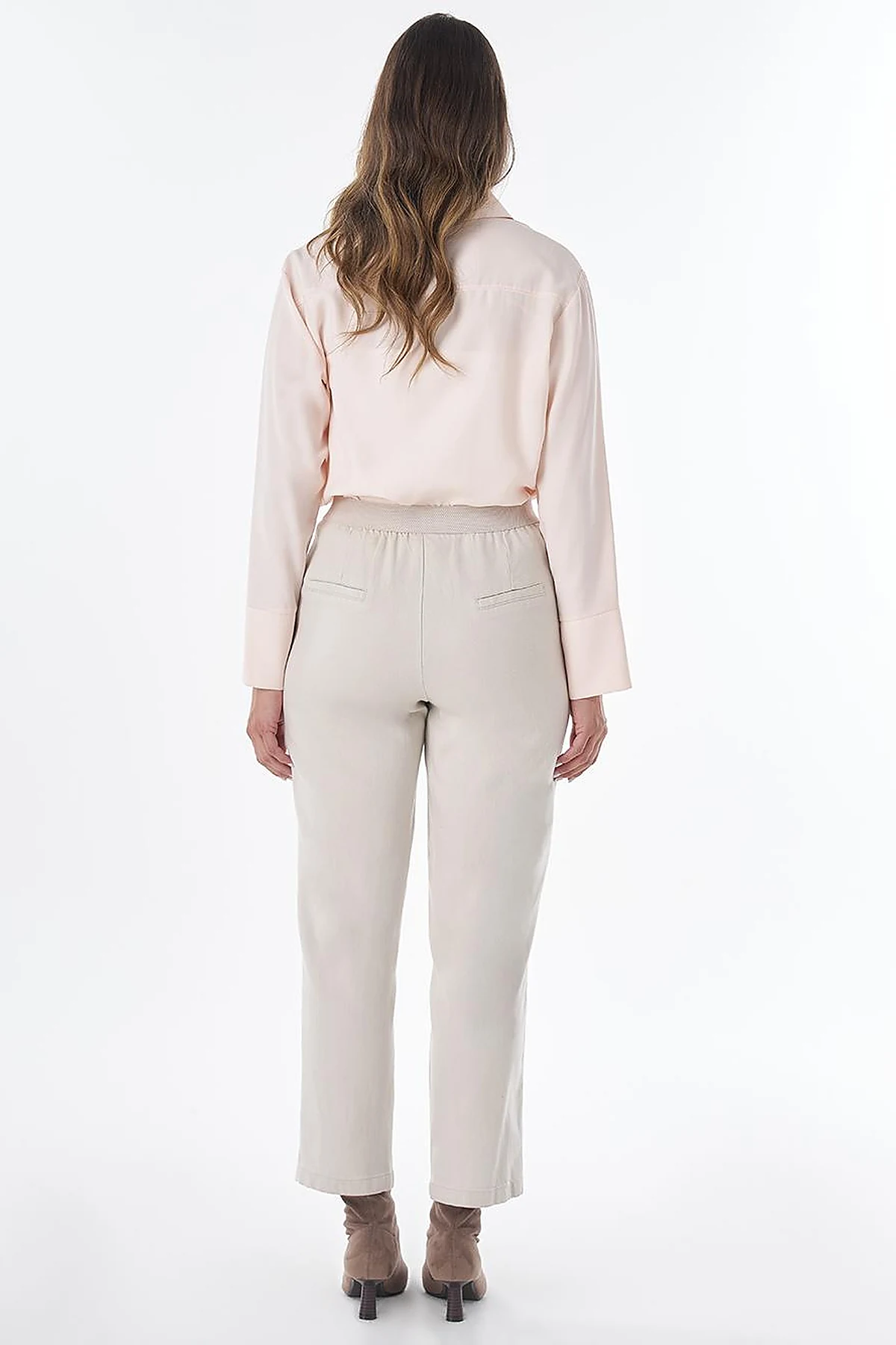 Elastic Waist Non-Denim Pants Light Grey