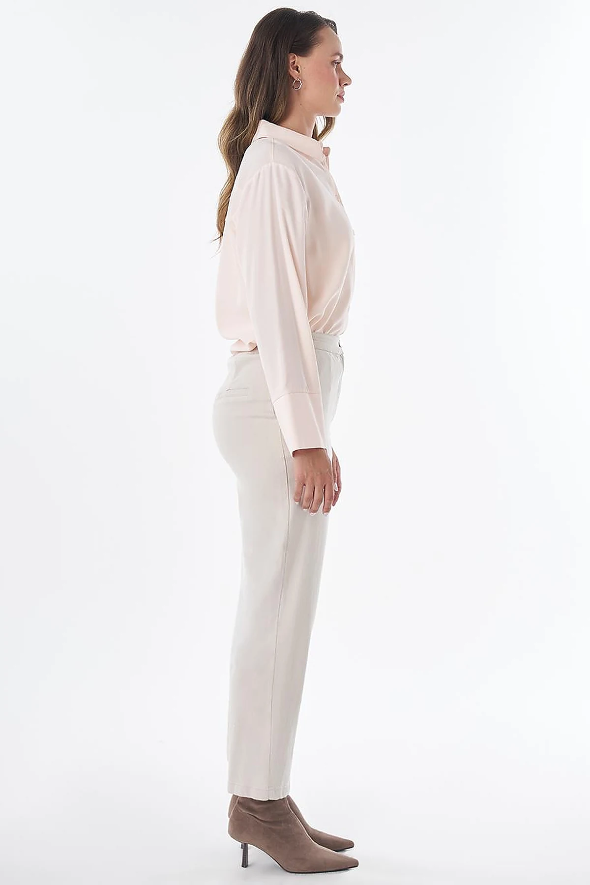 Elastic Waist Non-Denim Pants Light Grey