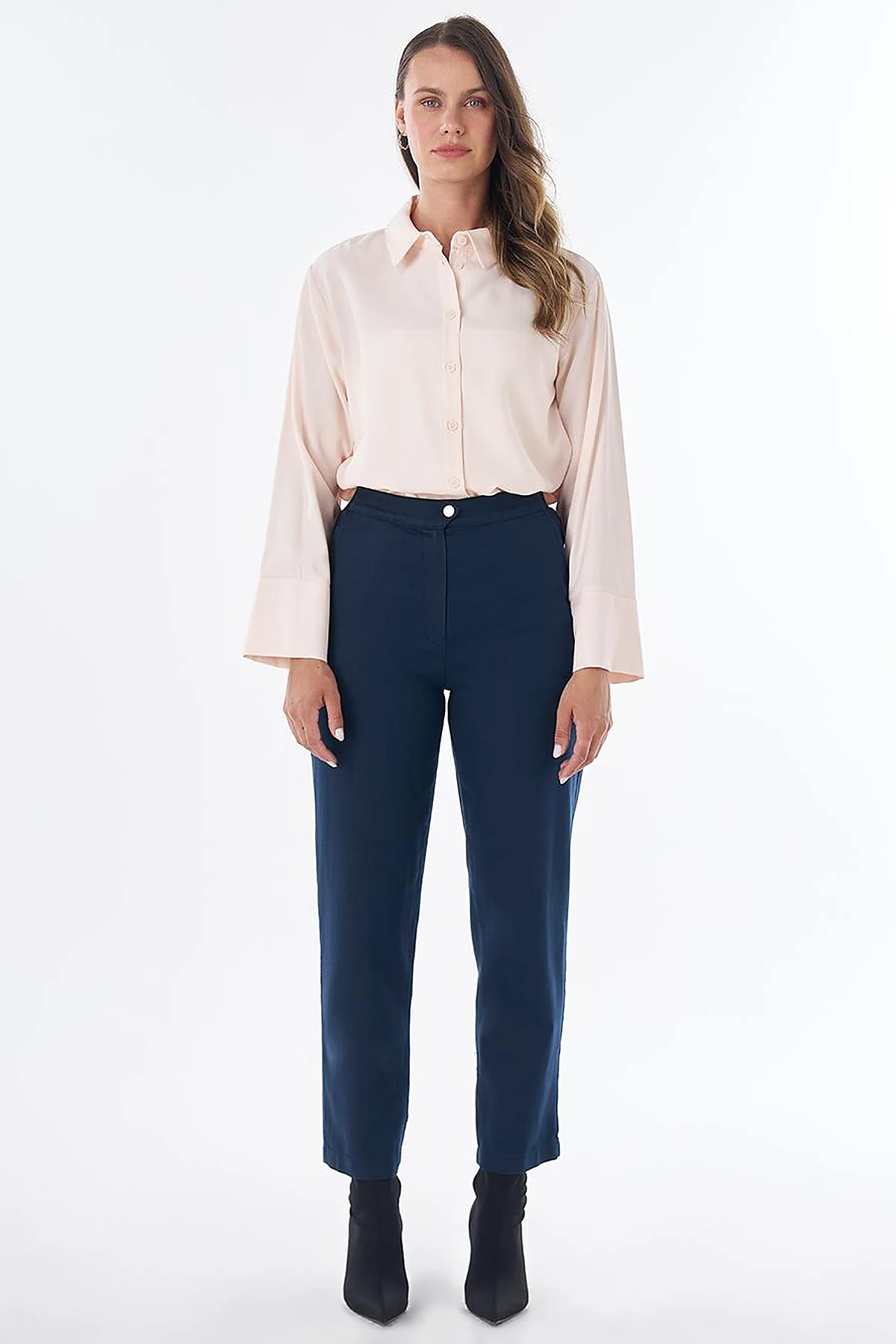 Elastic Waist Non-Denim Pants Dark Navy