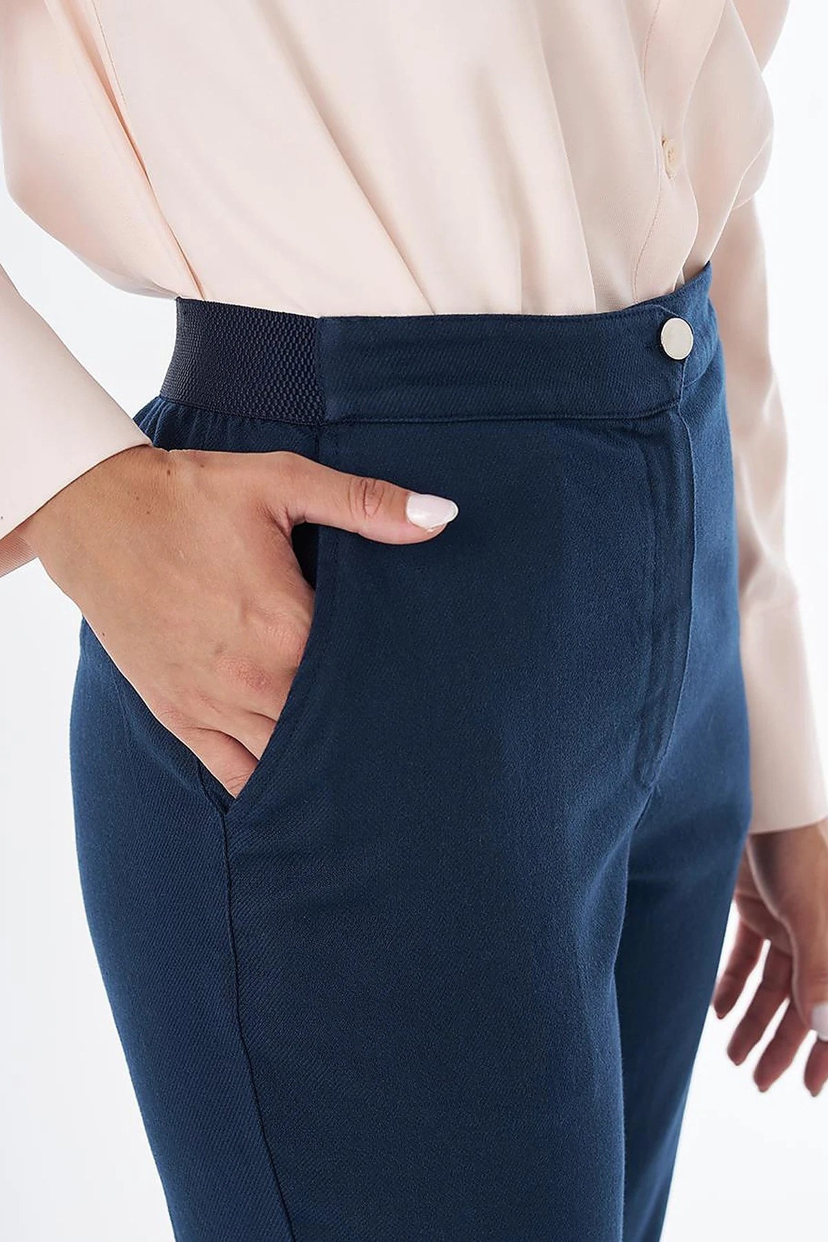 Elastic Waist Non-Denim Pants Dark Navy