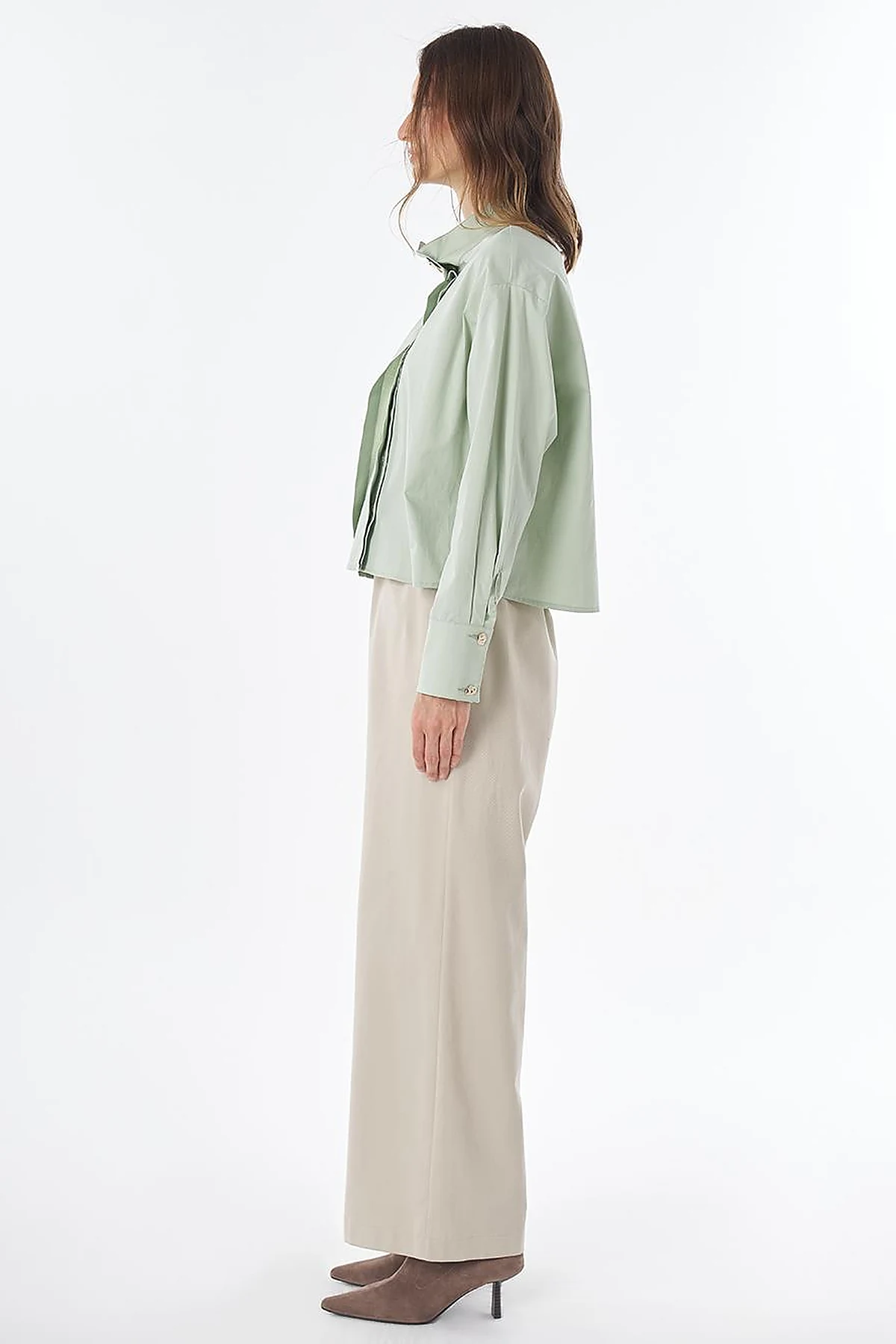 Cotton Blouse with Shiny Buttons Mint