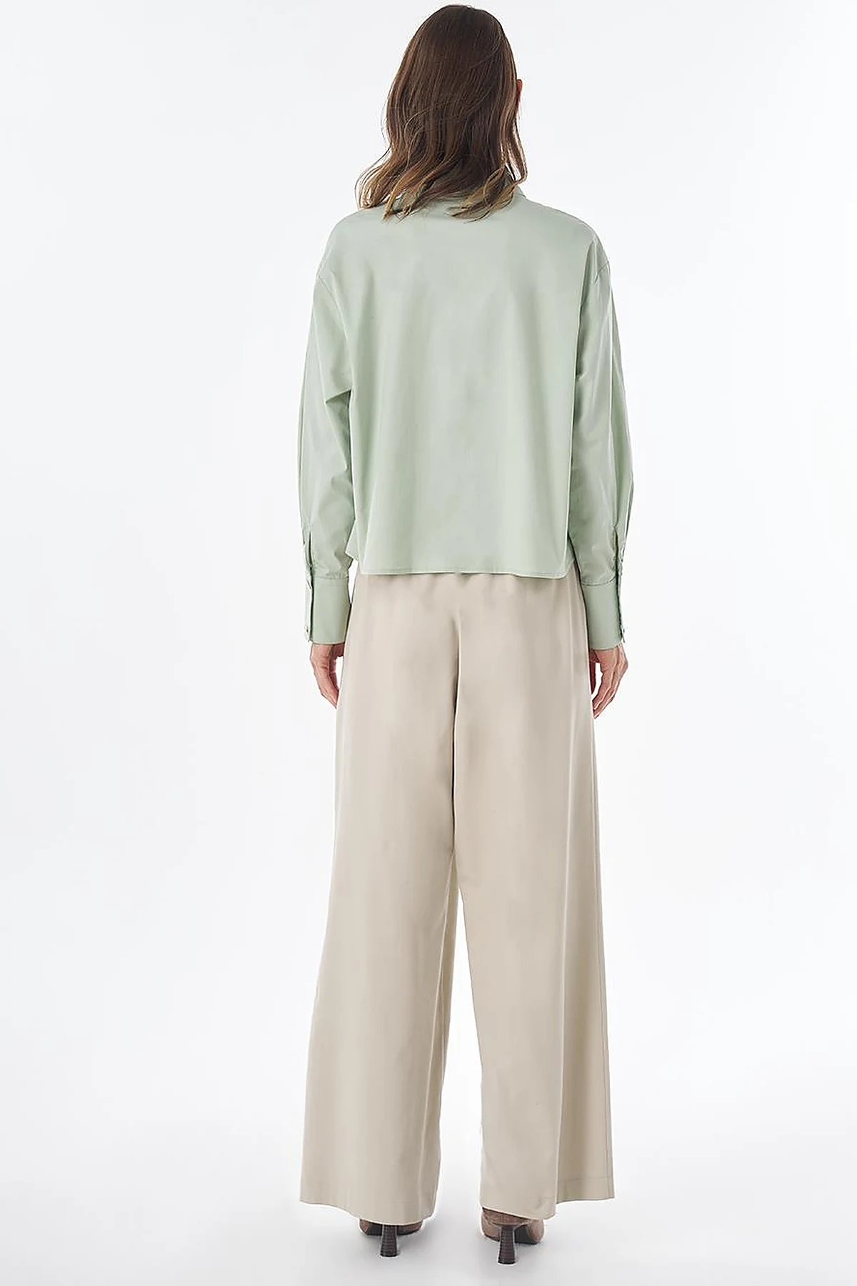 Cotton Blouse with Shiny Buttons Mint
