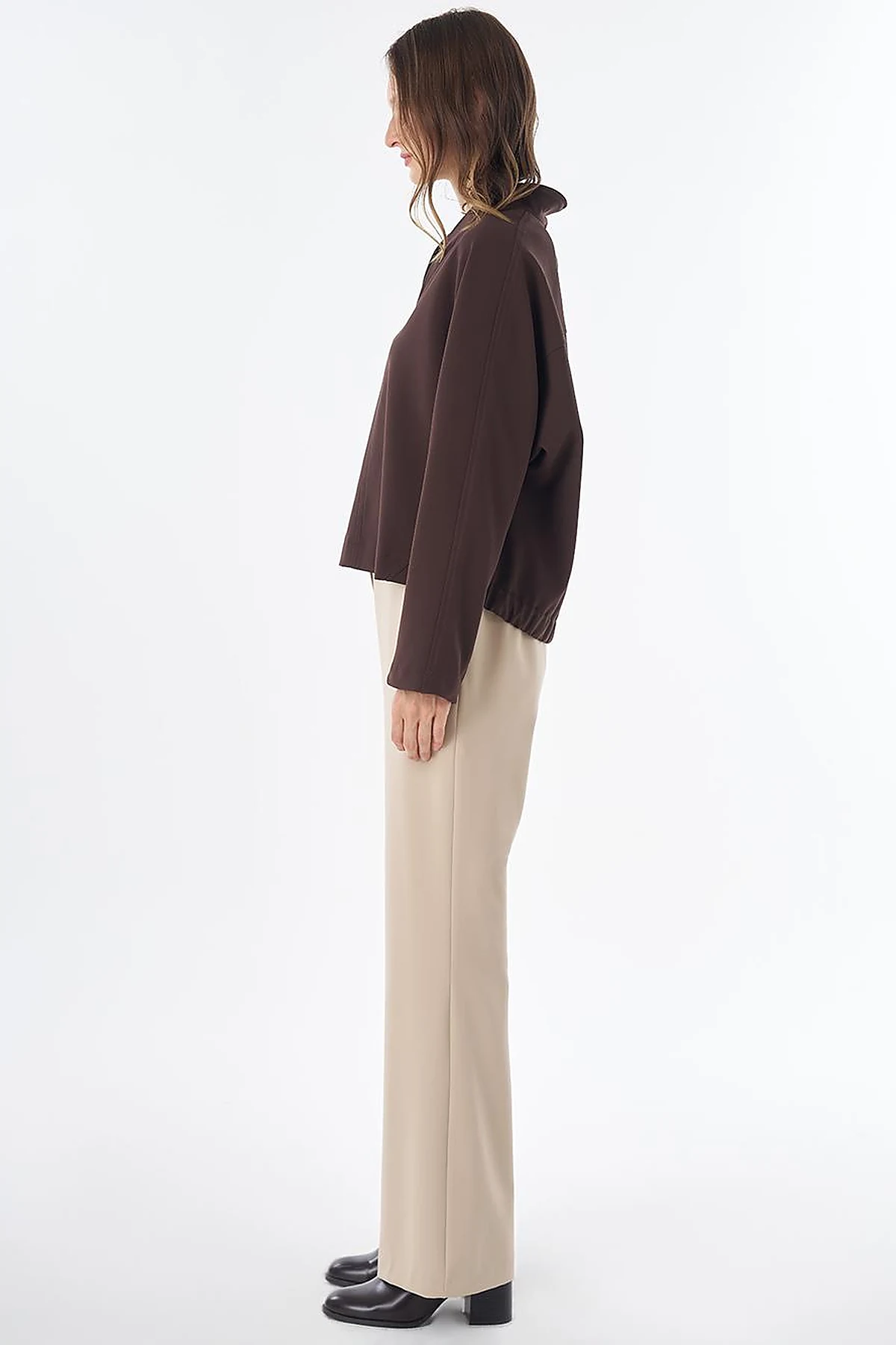 V-Neck Blouse Dark Brown