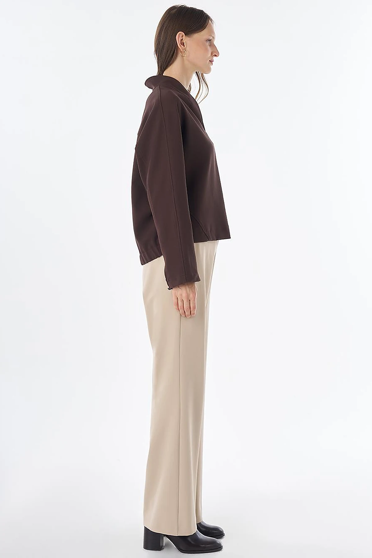 V-Neck Blouse Dark Brown