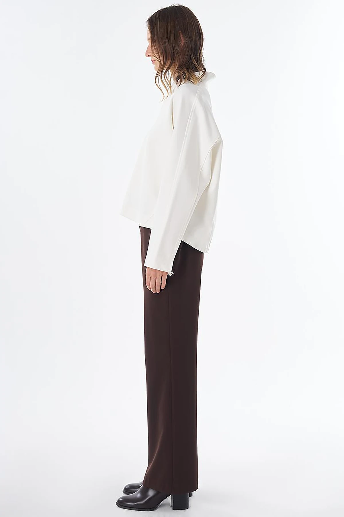 V-Neck Rayon Blouse Ecru