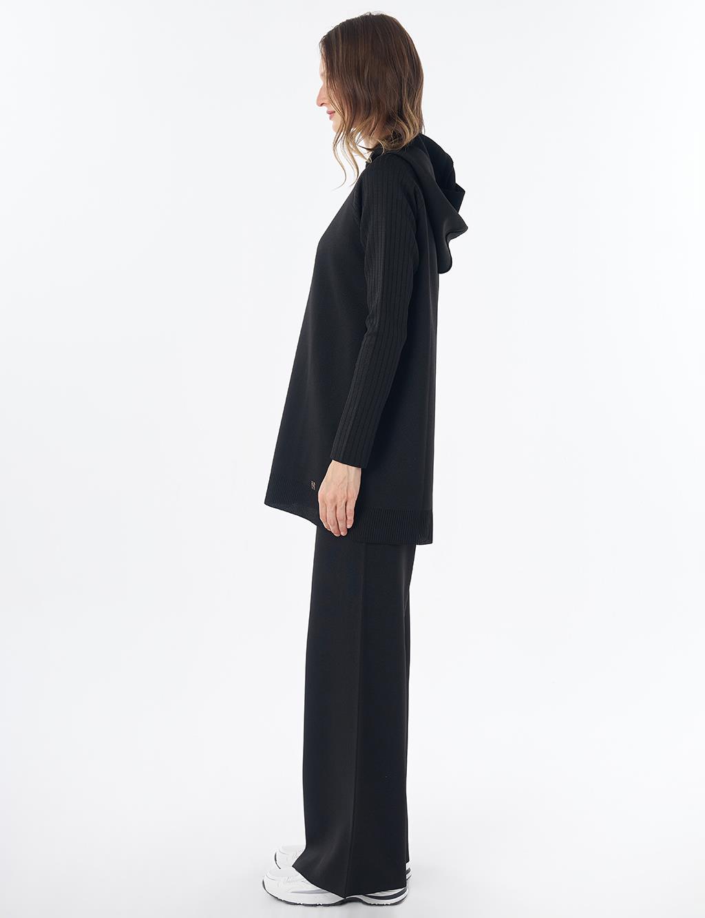 Hooded Knit Set – Black
