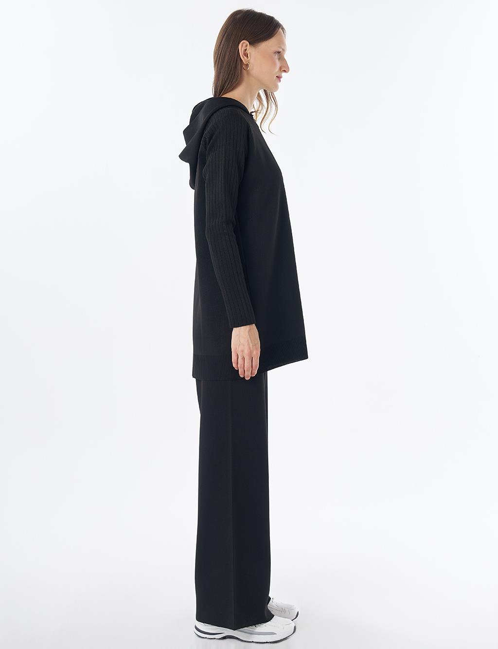 Hooded Knit Set – Black