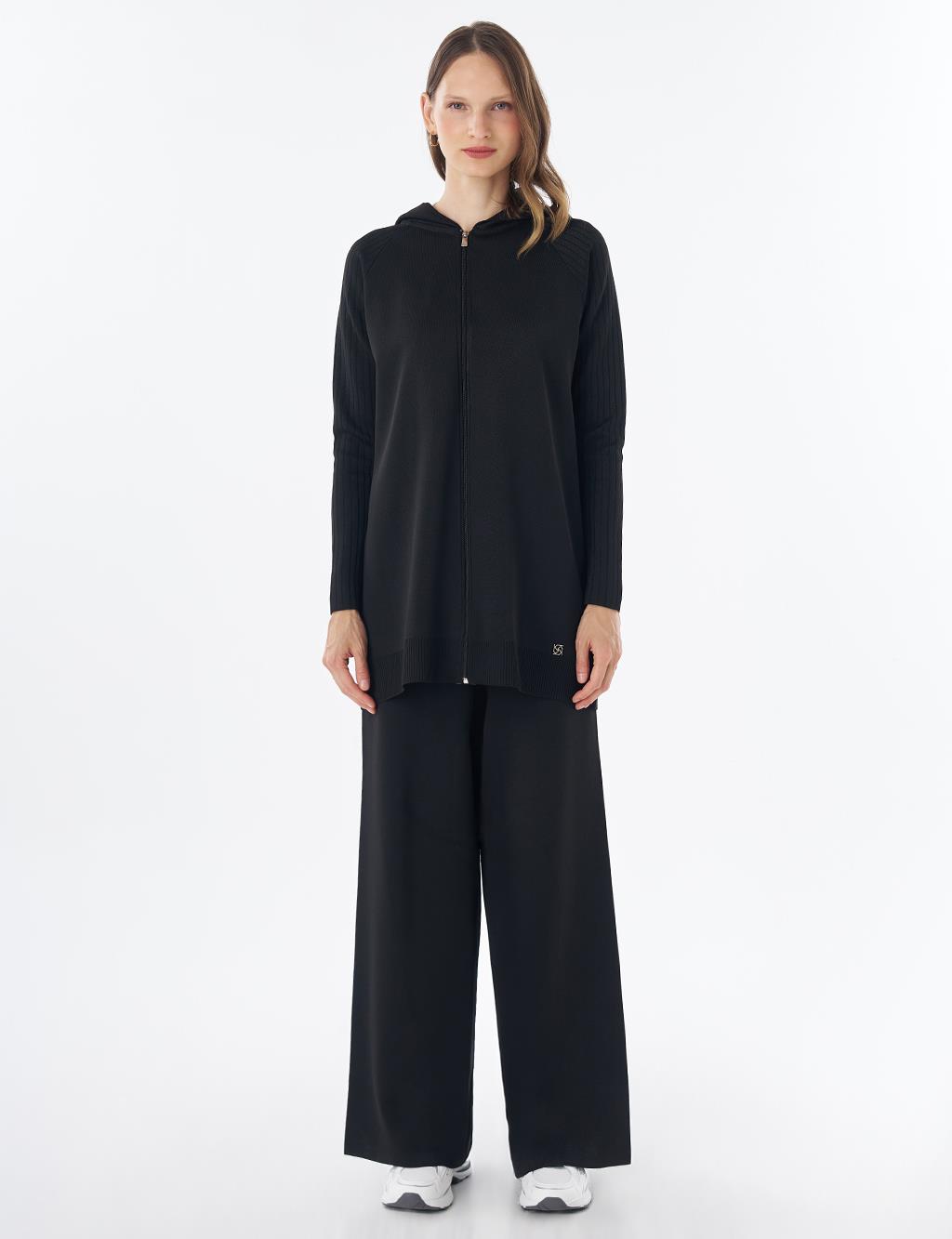 Hooded Knit Set – Black