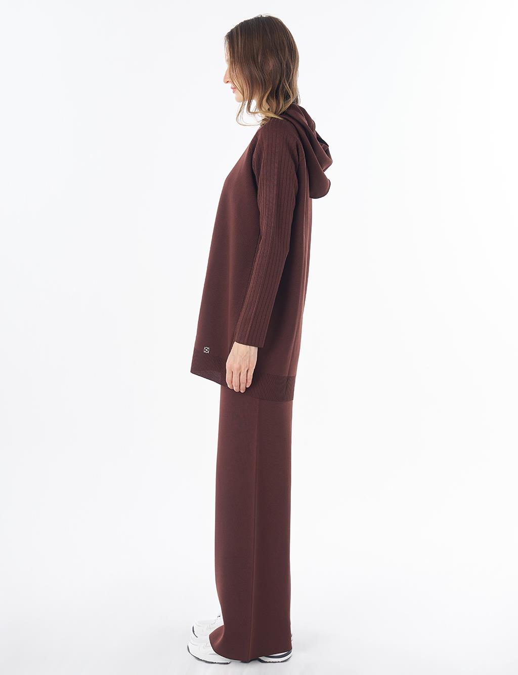 Hooded Knit Set – Brown