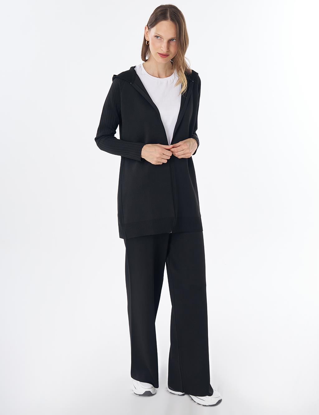 Hooded Knit Set – Black