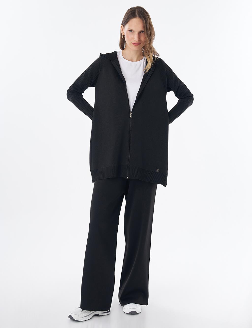 Hooded Knit Set – Black