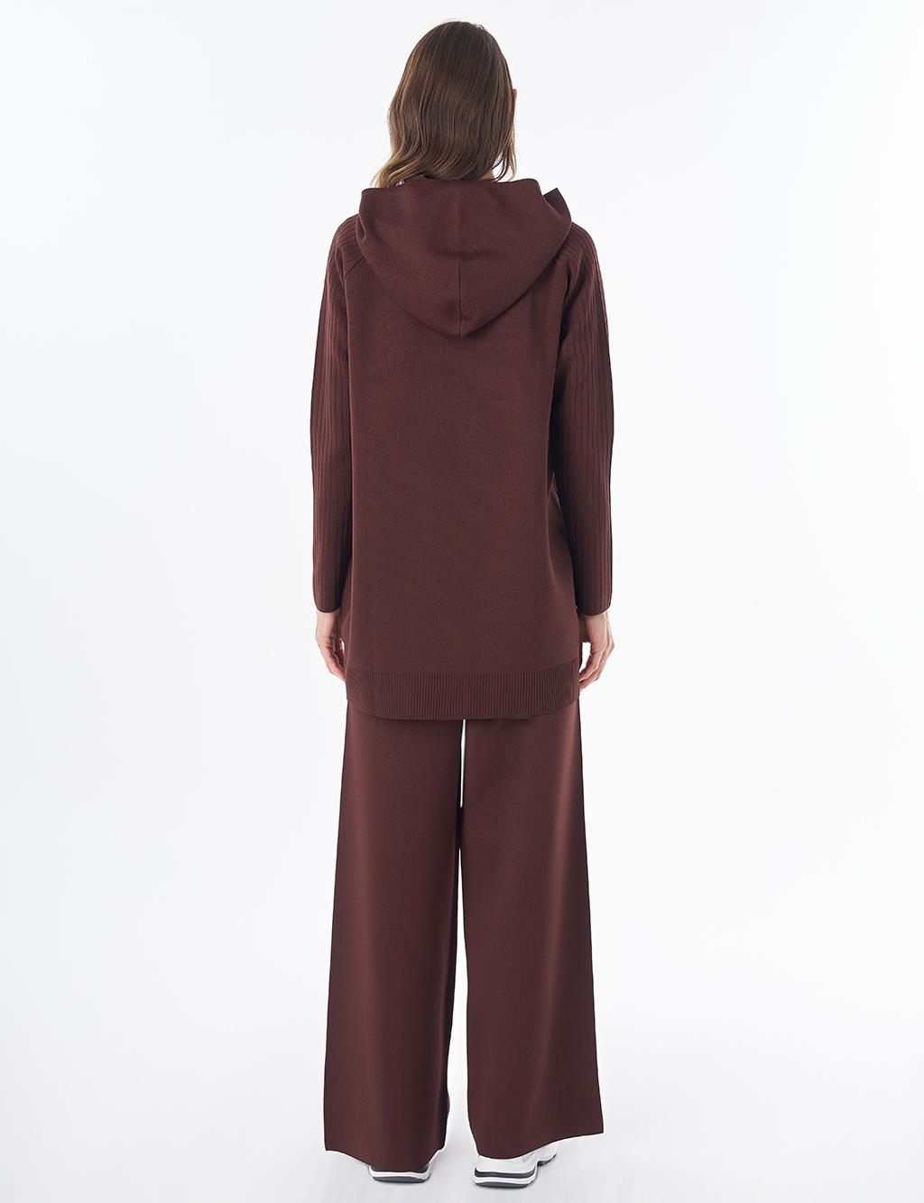 Hooded Knit Set – Brown