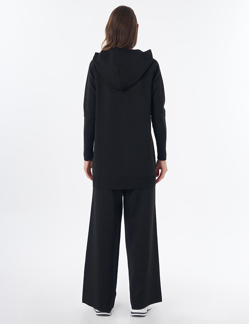 Hooded Knit Set – Black