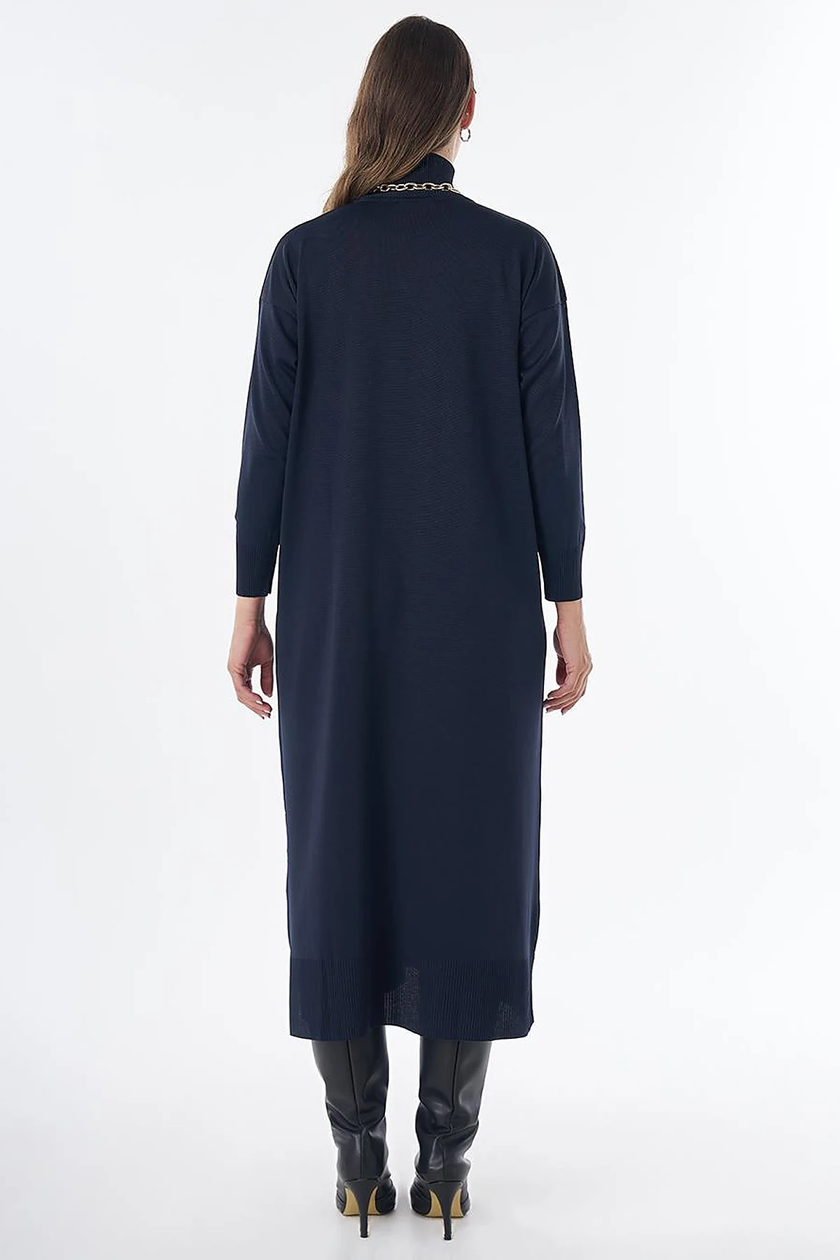 Turtleneck Knit Dress – Dark Navy
