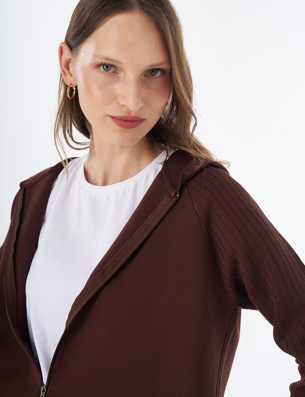 Hooded Knit Set – Brown