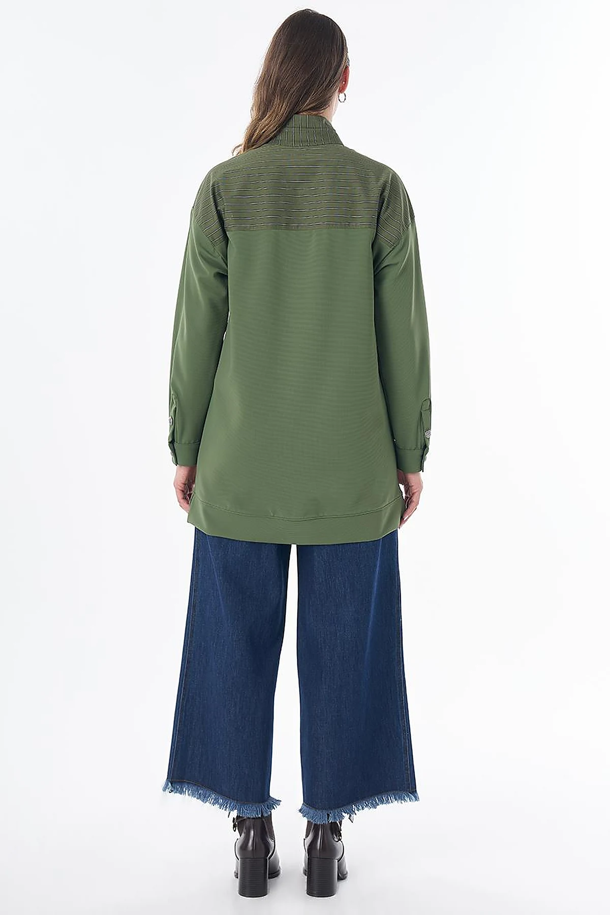 Stand-Collar Drop-Shoulder Sweatshirt –Green