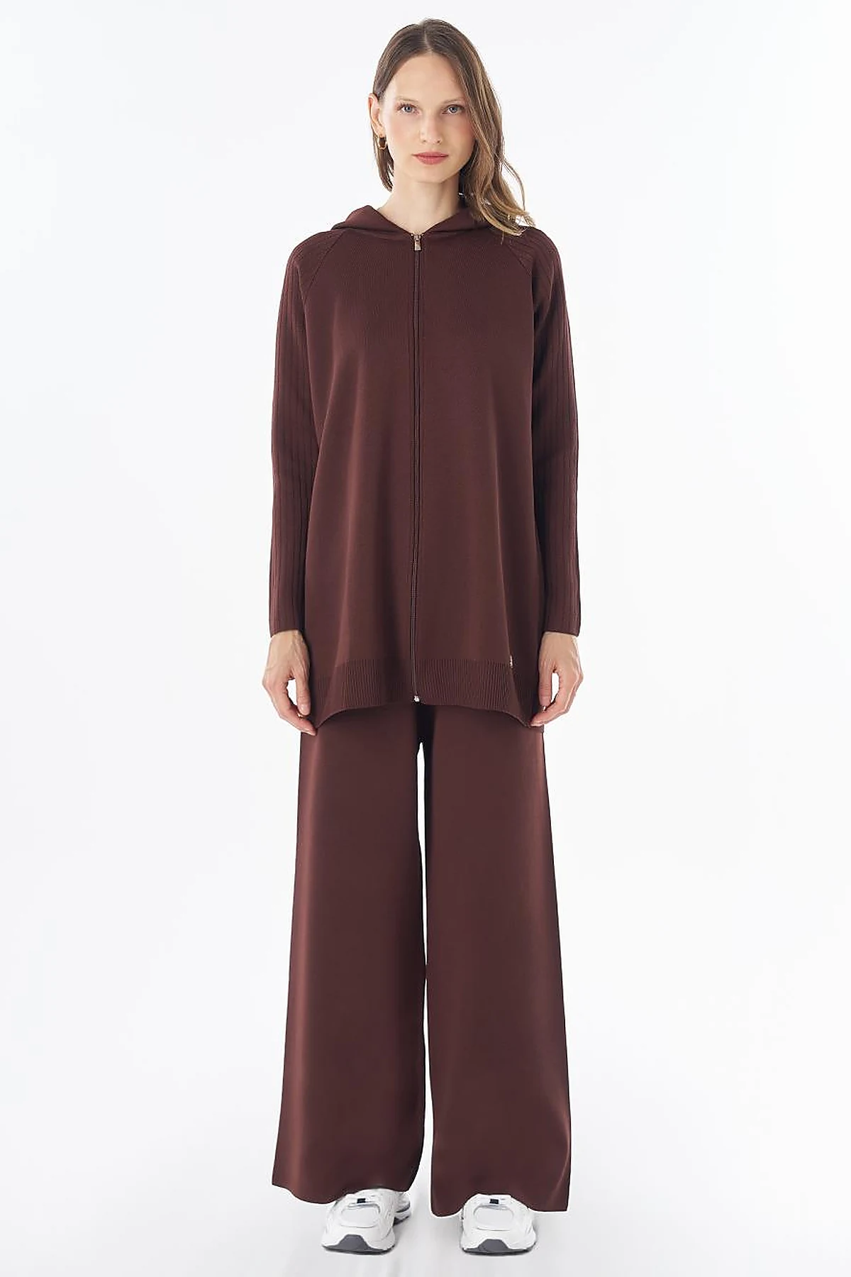 Hooded Knit Set – Brown