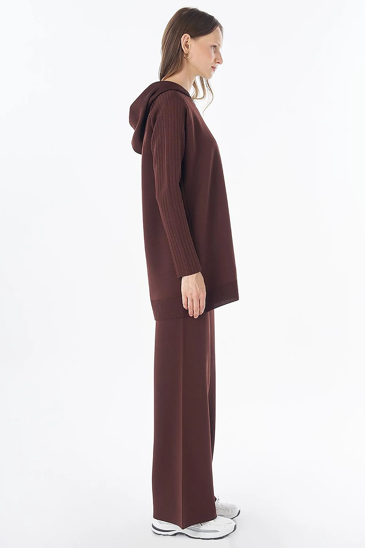 Hooded Knit Set – Brown