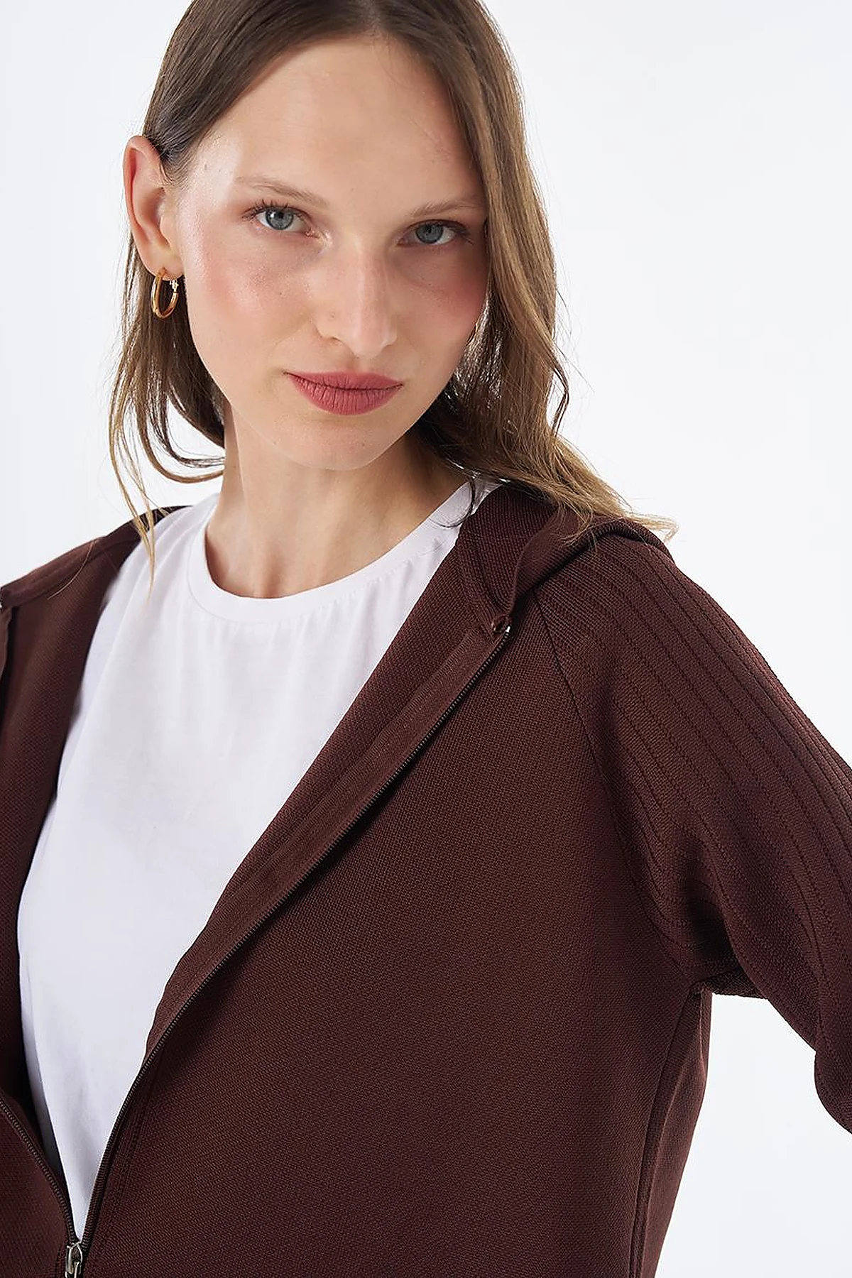 Hooded Knit Set – Brown