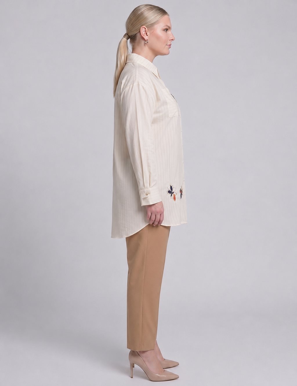 Embroidered Modal Blouse – Cream