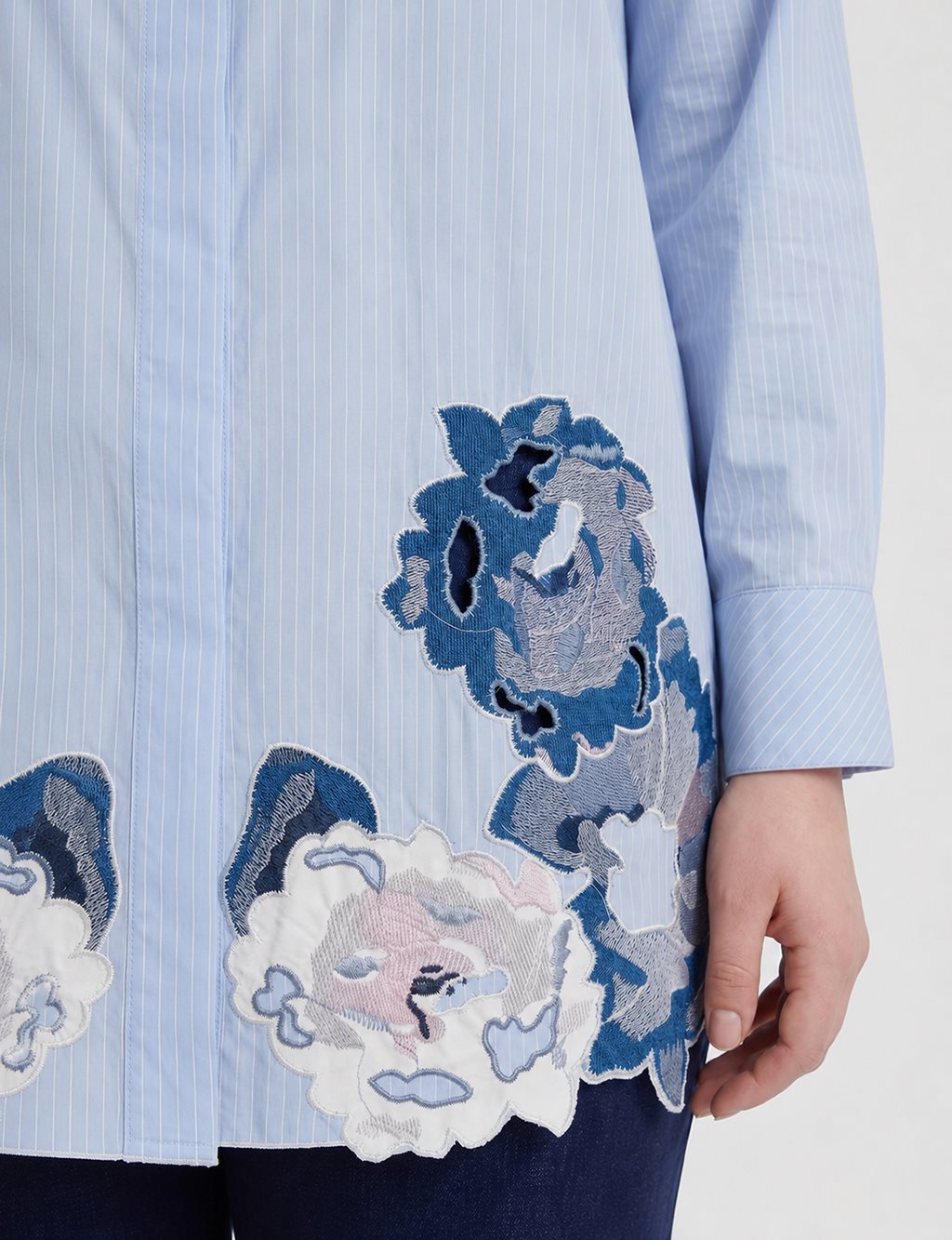 Appliqué Detail Modal Tunic – Air Force Blue