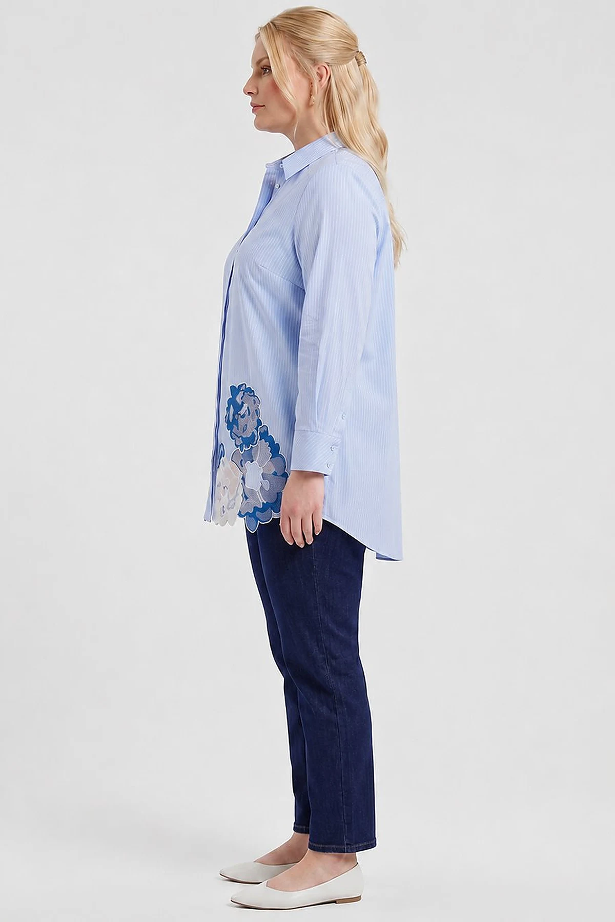 Appliqué Detail Modal Tunic – Air Force Blue