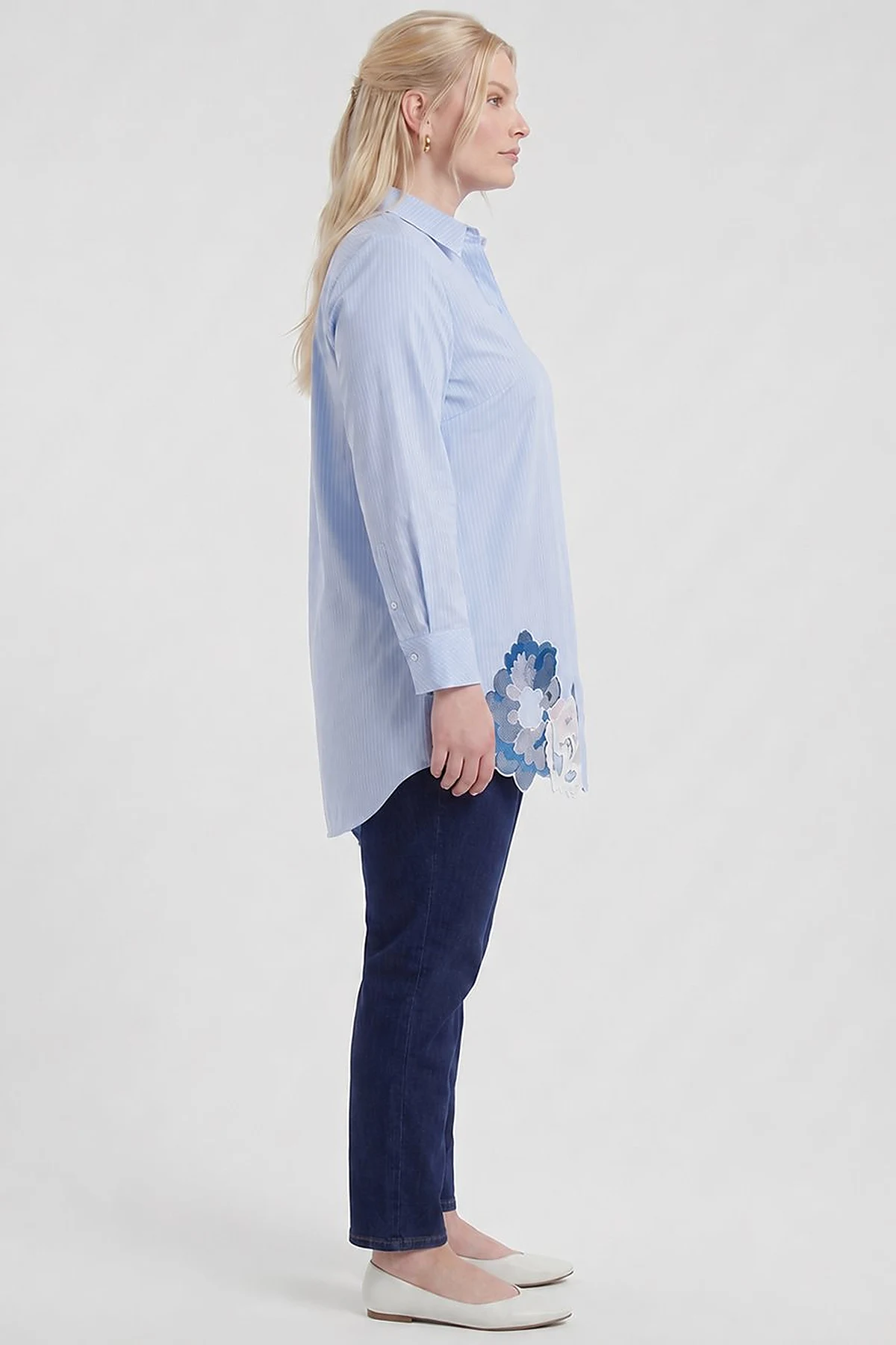 Appliqué Detail Modal Tunic – Air Force Blue