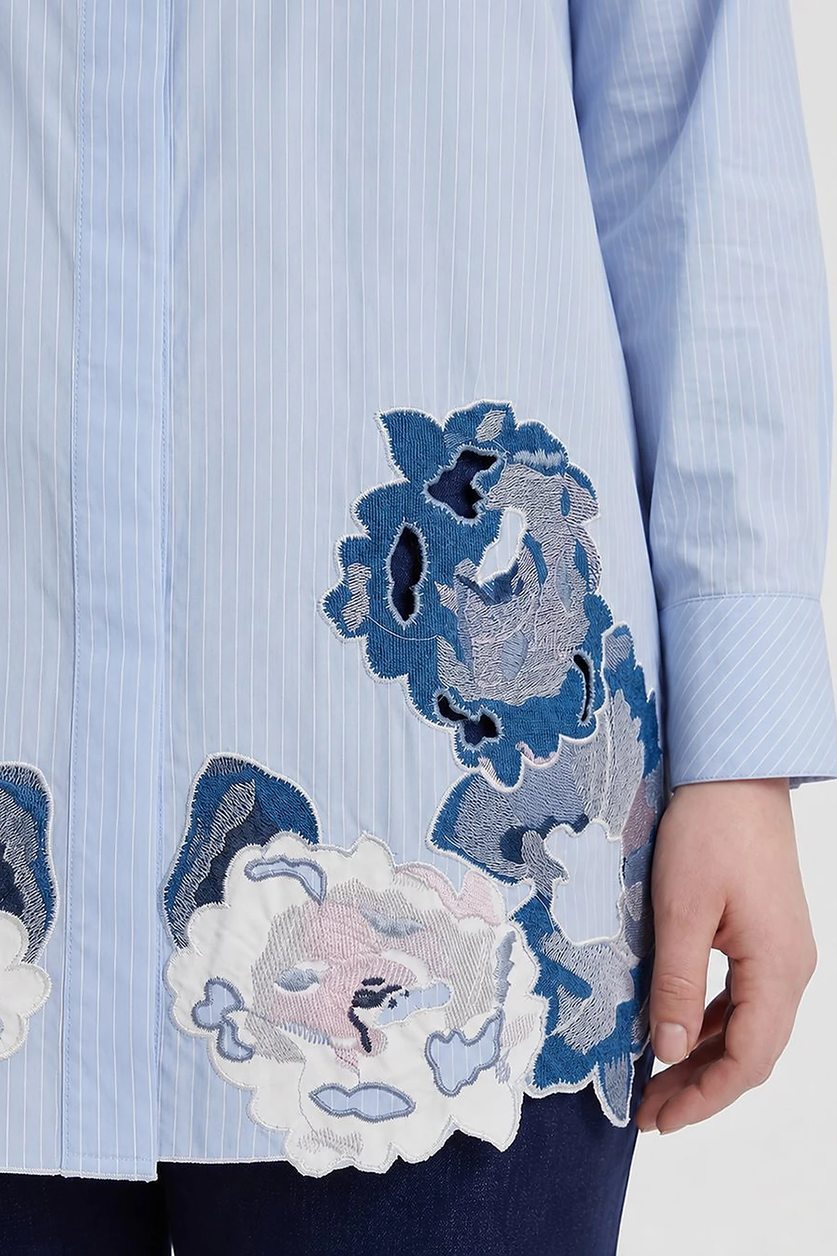 Appliqué Detail Modal Tunic – Air Force Blue