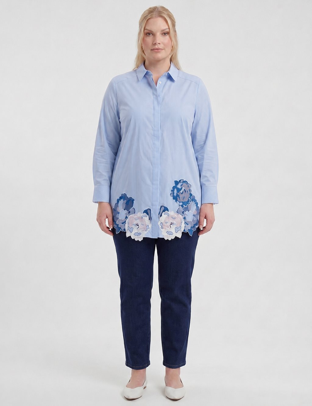 Appliqué Detail Modal Tunic – Air Force Blue
