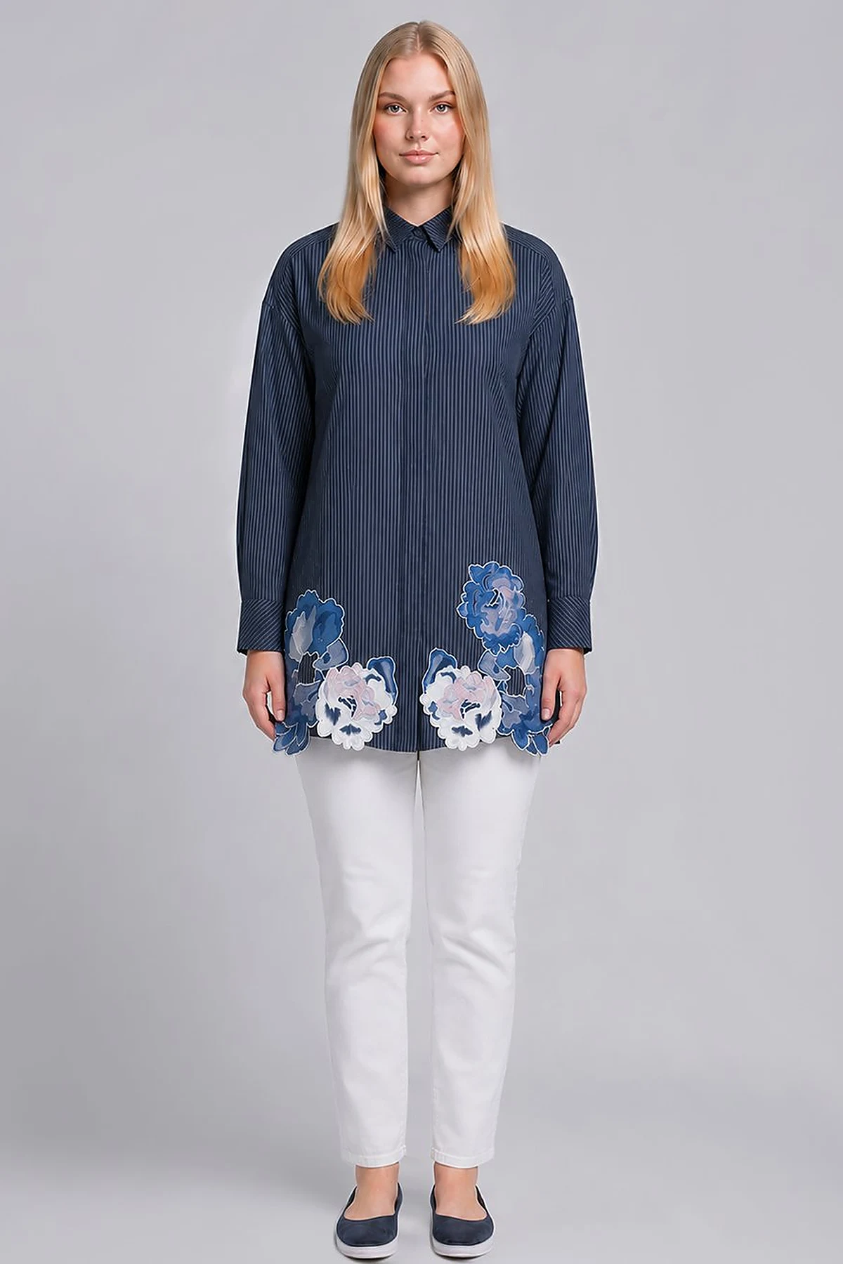 Appliqué Detail Modal Tunic – Dark Navy