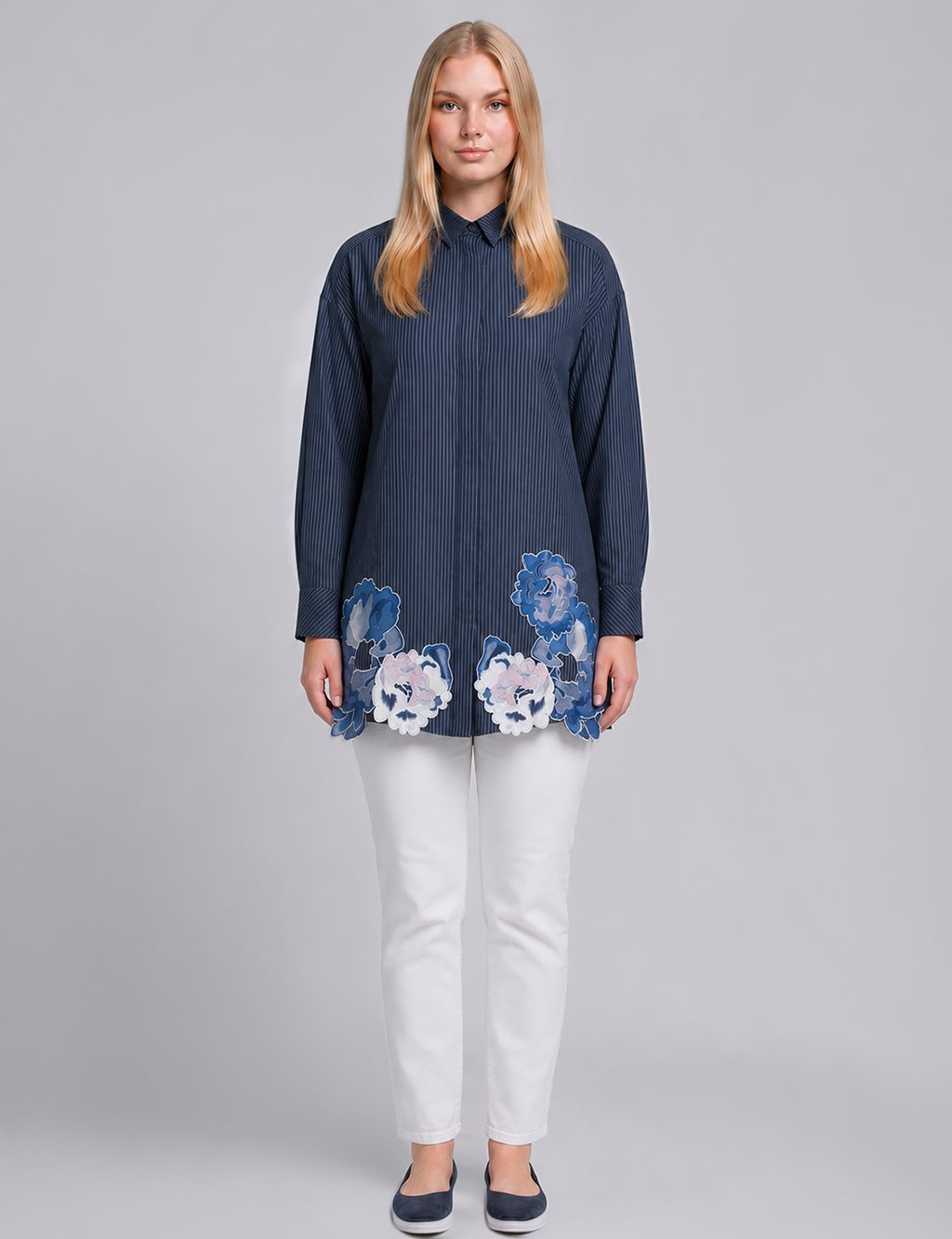 Appliqué Detail Modal Tunic – Dark Navy