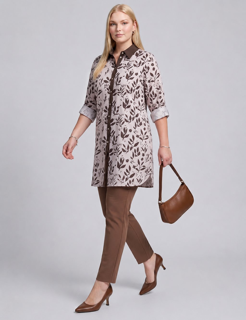 100% Cotton Floral Print Tunic – Cream