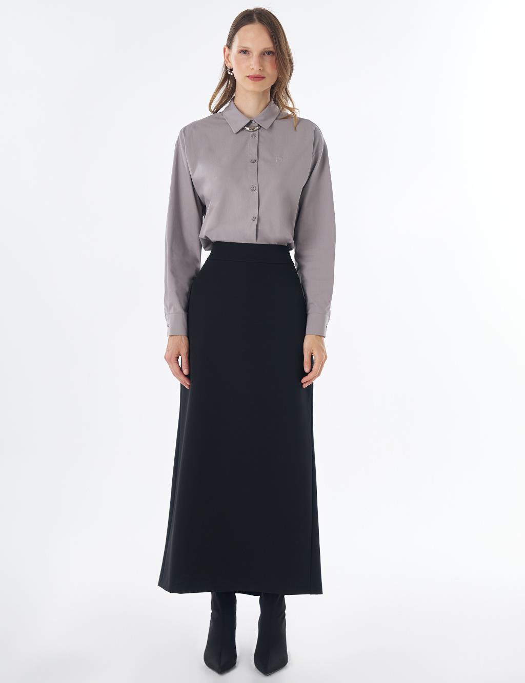 High-Waist Pencil Skirt - Black