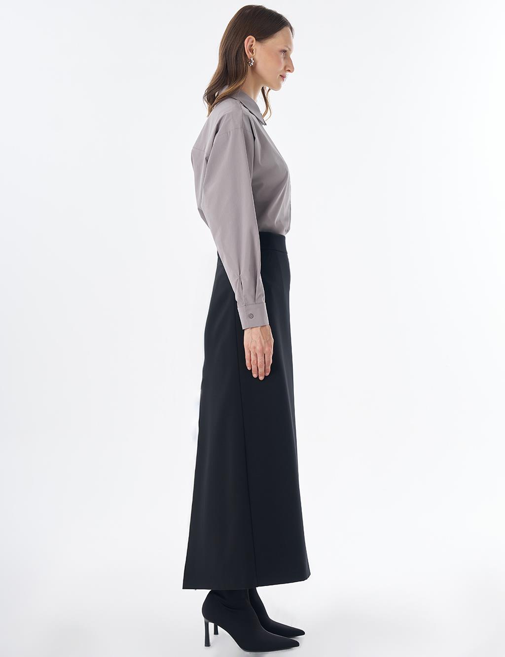 High-Waist Pencil Skirt - Black