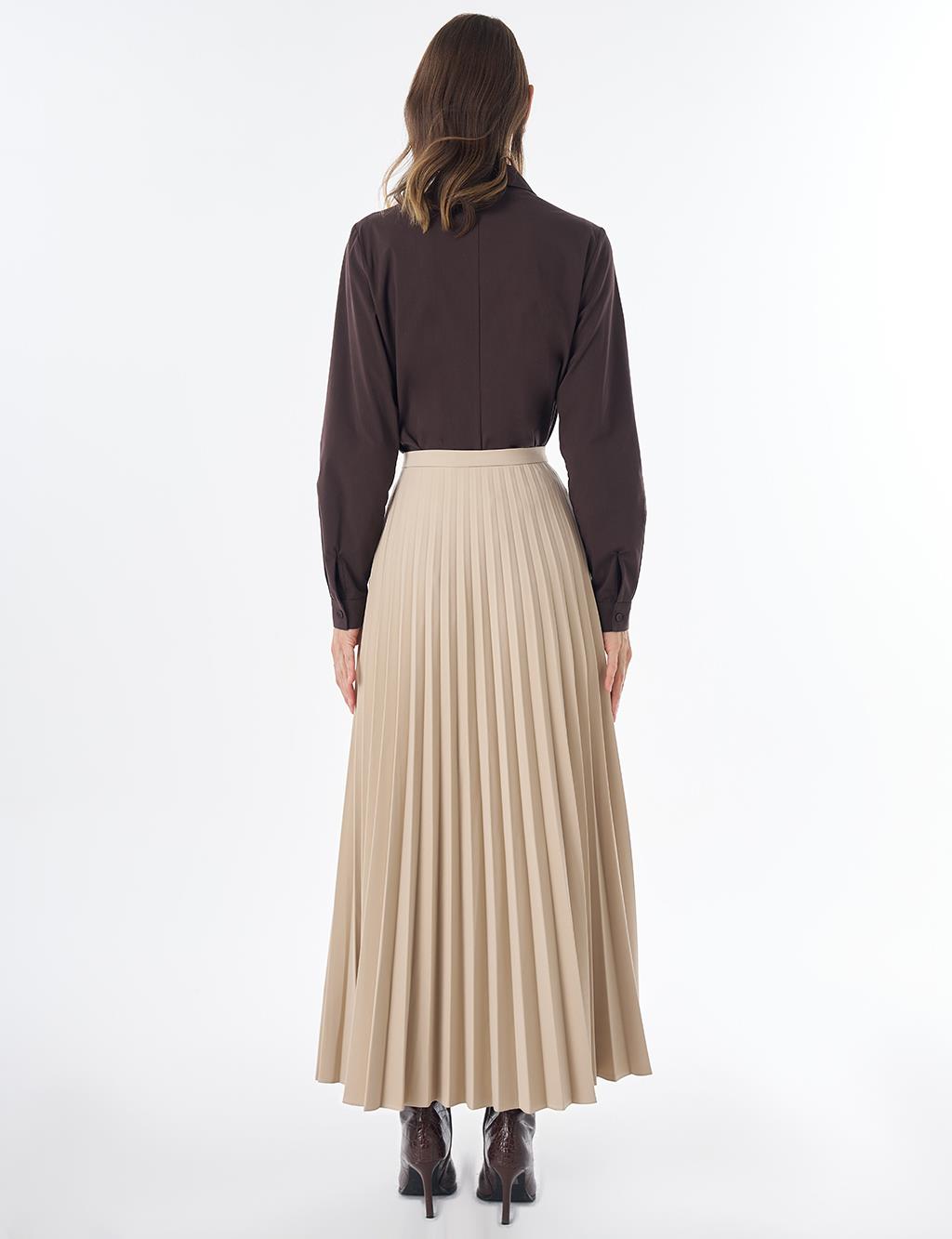 Basic Pleated Skirt - Stone