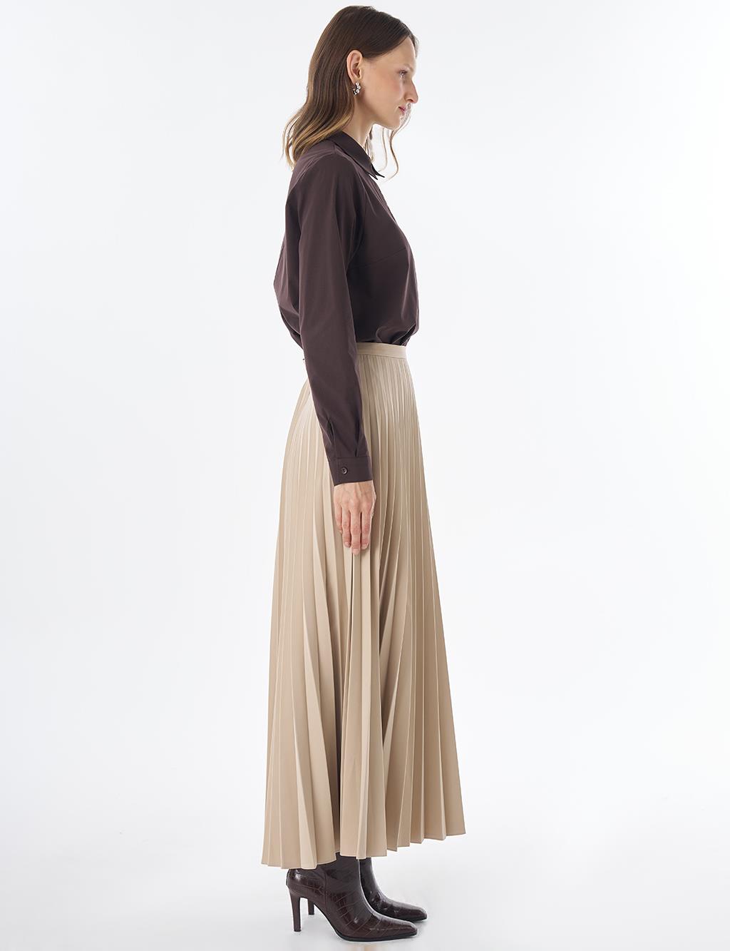 Basic Pleated Skirt - Stone