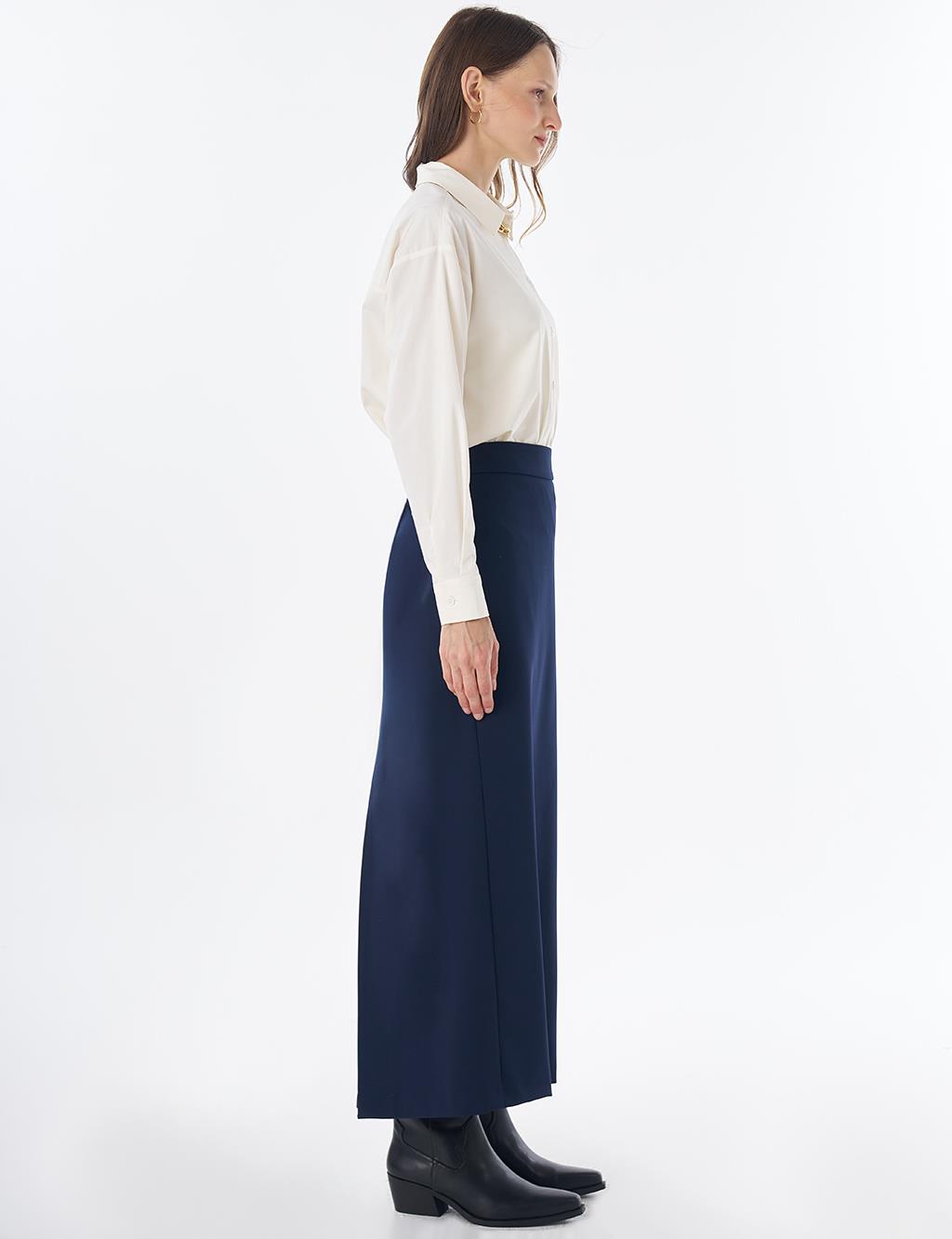 High-Waist Pencil Skirt - Navy
