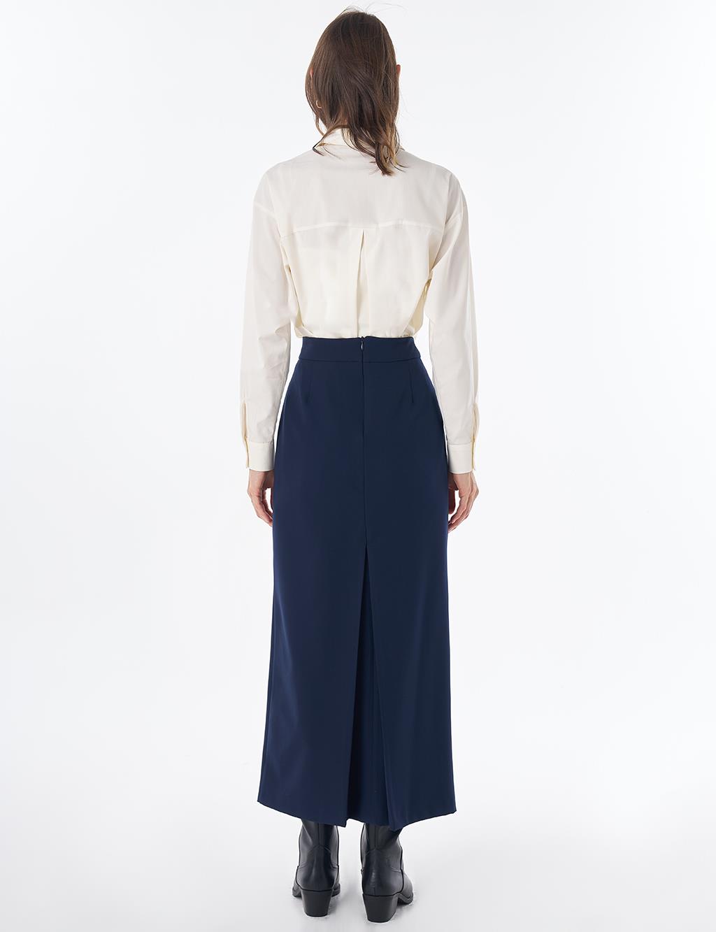 High-Waist Pencil Skirt - Navy
