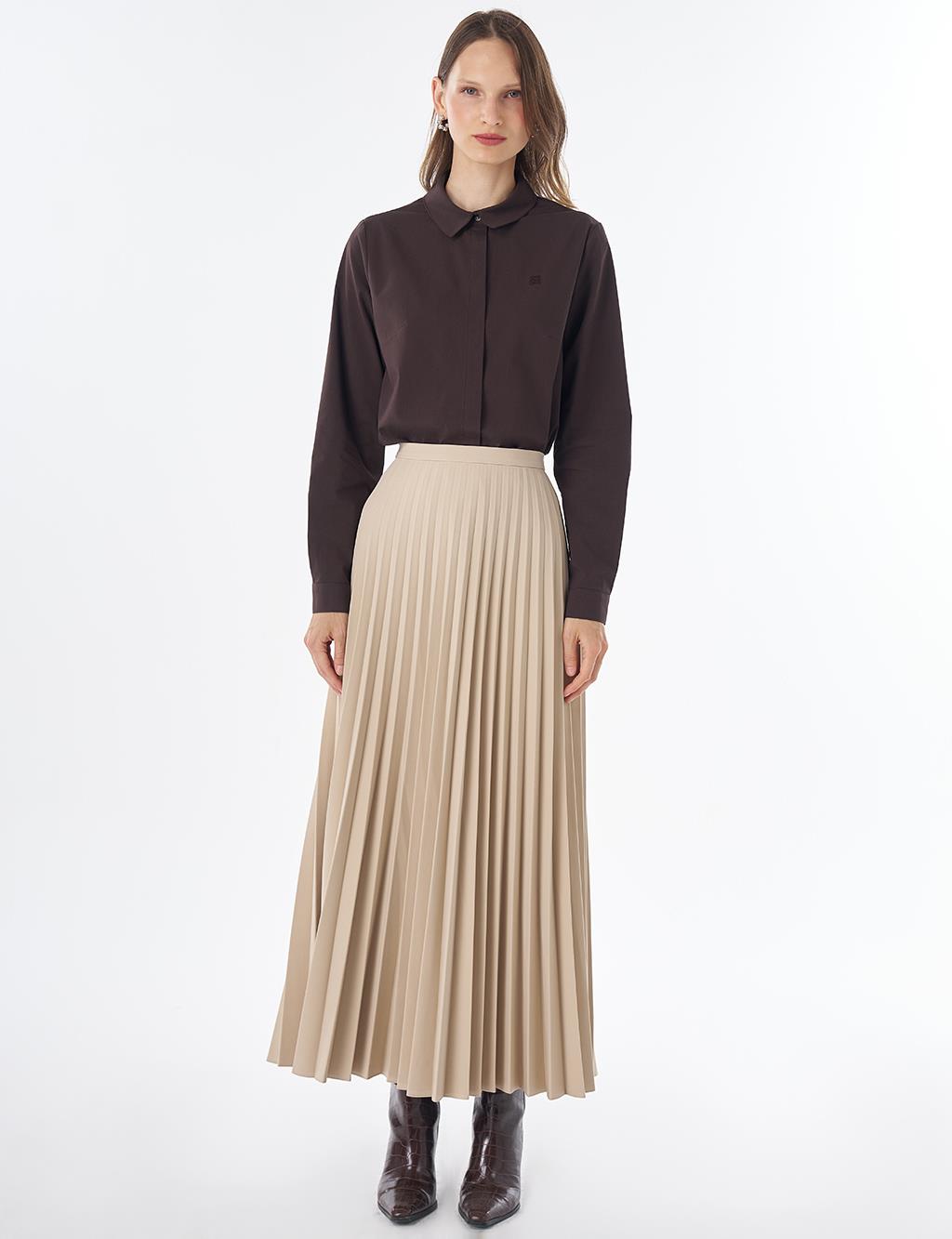 Basic Pleated Skirt - Stone