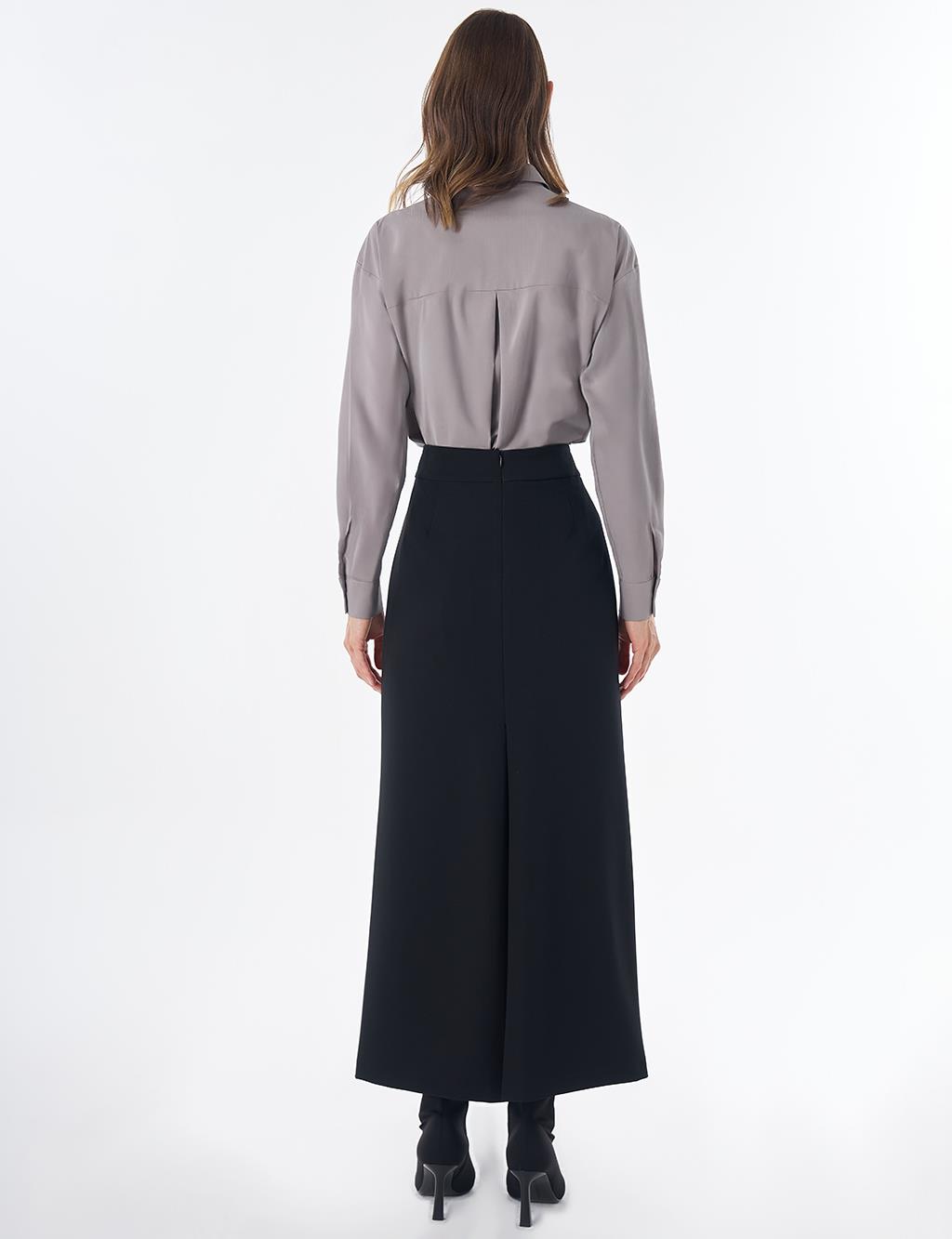 High-Waist Pencil Skirt - Black