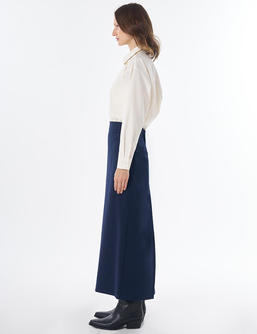 High-Waist Pencil Skirt - Navy